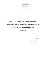 Referāts 'TP "Alfa" un TC "Domina Shopping" reklāmu salīdzinājums: efektivitāte un auditor', 1.