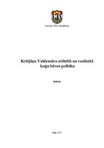 Referāts 'Krišjāņa Valdemāra attīstītā un realizētā kuģu būves politika', 1.