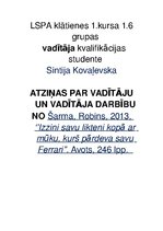 Eseja 'Atziņas par vadītāju un vadītāja darbību', 1.