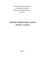 Referāts 'Teodora Adorno darba "Esejas mūzikā" analīze', 1.
