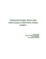 Referāts 'Inženierpsiholoģija, darba vides raksturojums un darbinieku atlases piemērs', 1.