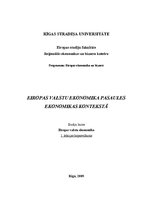 Konspekts 'Eiropas valstu ekonomika pasaules ekonomikas kontekstā', 1.