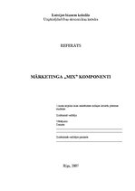Referāts 'Mārketinga "mix" komponenti', 1.