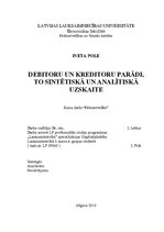 Referāts 'Debitoru un kreditoru parādi, to sintētiskā un analītiskā uzskaite.', 1.