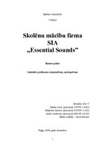 Biznesa plāns 'SIA "Essential Sounds"', 1.