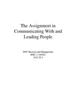 Referāts 'The Assignment in Communicating with and Leading People', 1.