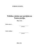 Referāts 'Politikas zinātne par partijām un Tautas partija', 1.