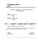 Paraugs 'Service Acceptance for invoice', 1.