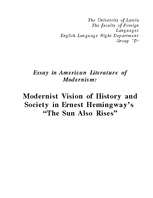 Eseja 'Modernist Vision of History and Society in E.Hemingway's "The Sun Also Rises"', 1.