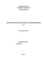 Referāts 'Aktīvu rentabilitātes faktoru analīze uzņēmumā X', 1.