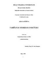 Konspekts 'Vadīšanas teorijas evolūcija', 1.