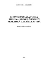 Referāts 'Eiropas Sociālā fonda tiesiskais regulējums un praktiskā darbība Latvijā', 1.