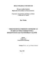 Referāts 'Urbanizācijas procesu ietekme uz starptautiskā mārketinga efektivitāti jaunattīs', 1.