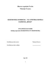 Diplomdarbs 'Elektroniskā komercija. Tās attīstības iespējas uzņēmumā "Rēnijs"', 1.