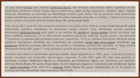 Prezentācija 'Vienošanās par profesionālo apmācību juridiskā kvalifikācija', 8.