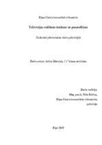 Referāts 'Televīzijas reklāmu ietekme uz pusaudžiem', 1.