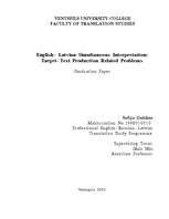 Diplomdarbs 'English-Latvian Simultaneous Interpretation: Target Text Production Related Prob', 1.