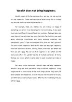 Eseja 'Wealth Does not Bring Happiness', 1.