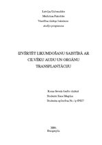Referāts 'Likumdošanas saistībā ar cilvēku audu un orgānu transplantāciju izvērtēšana', 1.