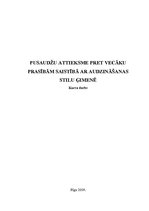 Referāts 'Pusaudžu attieksme pret vecāku prasībām saistībā ar audzināšanas stilu ģimenē', 1.