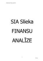 Biznesa plāns 'SIA "Slieka" finanšu analīze', 1.