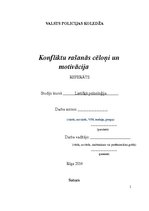 Konspekts 'Konfliktu rašanās cēloņi un motivācija', 1.