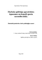 Referāts 'Florbola spēlētāju agresivitātes izpausmes un cēloņi sacensību laikā', 1.