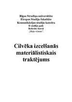 Referāts 'Cilvēka izcelšanās materiālistiskais traktējums', 1.