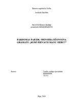Referāts 'Pārdomas par Dr.Spensera Džonsona grāmatu "Kurš pievācis manu sieru?"', 1.