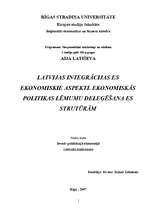 Konspekts 'Latvijas integrācijas ES ekonomiskie aspekti. Ekonomiskās politikas lēmumu deleģ', 1.