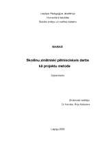 Diplomdarbs 'Skolēnu zinātniski pētnieciskais darbs kā projektu metode', 1.