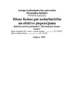 Referāts 'Džons Keinss par nodarbinātību un efektīvo pieprasījumu', 1.