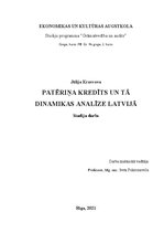 Referāts 'Patēriņa kredīts un tā dinamikas analīze Latvijā', 1.