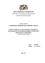 Referāts 'Prognozēšanas, transporta maršrutu plānošanas un komivojažiera uzdevumu risināša', 1.