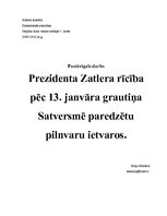 Eseja 'Prezidenta V.Zatlera rīcība pēc 13.janvāra grautiņa Satversmē paredzētu pilnvaru', 1.