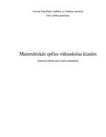Referāts 'Matemātiskās spēles vidusskolas klasēm', 1.