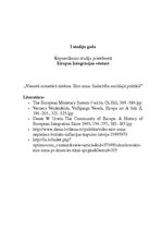 Konspekts 'Vienotā monetārā sistēma. Eiro zona. Sadarbība sociālajā politikā', 1.