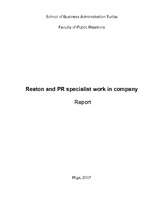 Referāts '"Reaton" and PR specialist work in company', 1.