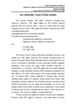 Konspekts 'A/s "Brocēni" kvalitātes vadība', 1.