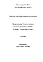 Konspekts 'The Structure of the Hotel Industry from Book "The Business of Hotels"', 1.