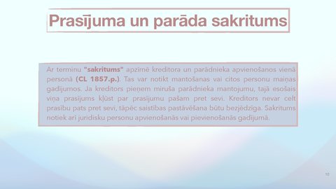 Prezentācija 'Saistību izbeigšana bez izpildījuma, pārveidošana', 10.