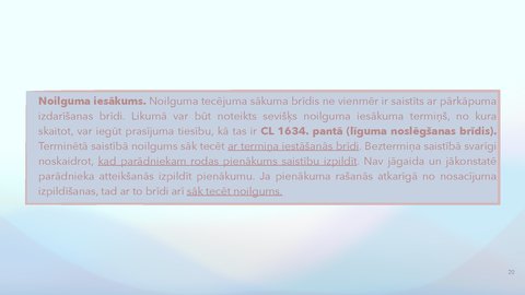 Prezentācija 'Saistību izbeigšana bez izpildījuma, pārveidošana', 20.