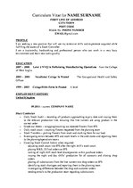 Konspekts 'A Curriculum Vitae of a Professional Person Applying for a Stock Control/Plannin', 1.