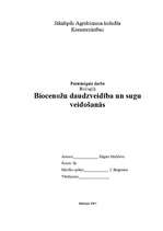 Referāts 'Biocenožu daudzveidība un sugu veidošanās', 1.