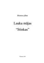 Biznesa plāns 'Lauku mājas "Stinkas"', 1.