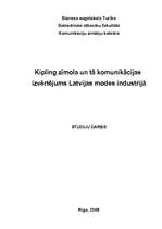 Referāts '"Kipling" zīmola un tā komunikācijas izvērtējums Latvijas modes industrijā', 1.