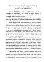 Eseja 'Alfreds Ādlers "Individuālpsiholoģija skolā. Lekcijas skolotājiem un audzinātāji', 1.