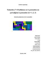 Referāts 'Taisnstūra 7×15 salikšana no L pentamino un patvaļīgiem k pentamino (k = 1, 2, 3', 1.