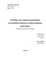 Referāts 'Profesijas, kurās nepieciešamas matemātikas zināšanas. Latvijas augstskolu piedā', 1.