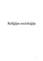 Konspekts 'Reliģijas socioloģija', 1.
